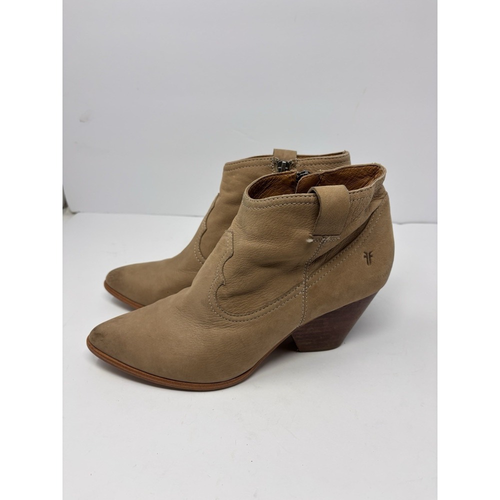 FRYE Ash Beige Suede Judith Ankle Bootie Heeled Side Zip Women's Size 9.5